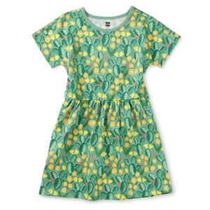 Tea Girl’s Short Sleeve Twirl Dress in Cactus Floral, Size 18-24 Months